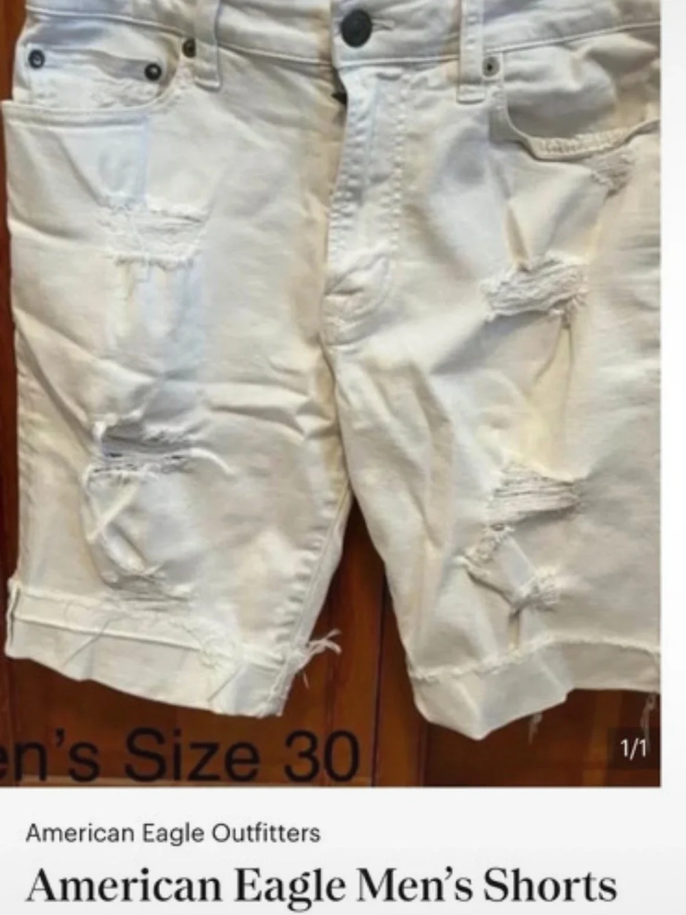 American Eagle Outfitters White Distressed Denim Shorts